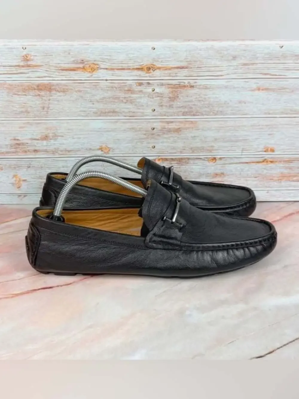 Vince Camuto Versic Loafers Pebbles Black Leather - EUC Like New